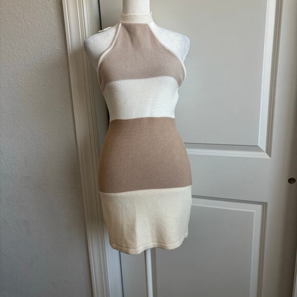 Sabo Women’s Auri Knit Dress Halter Neck Dress S Beachy Minimalist Coverup - Picture 2 of 12